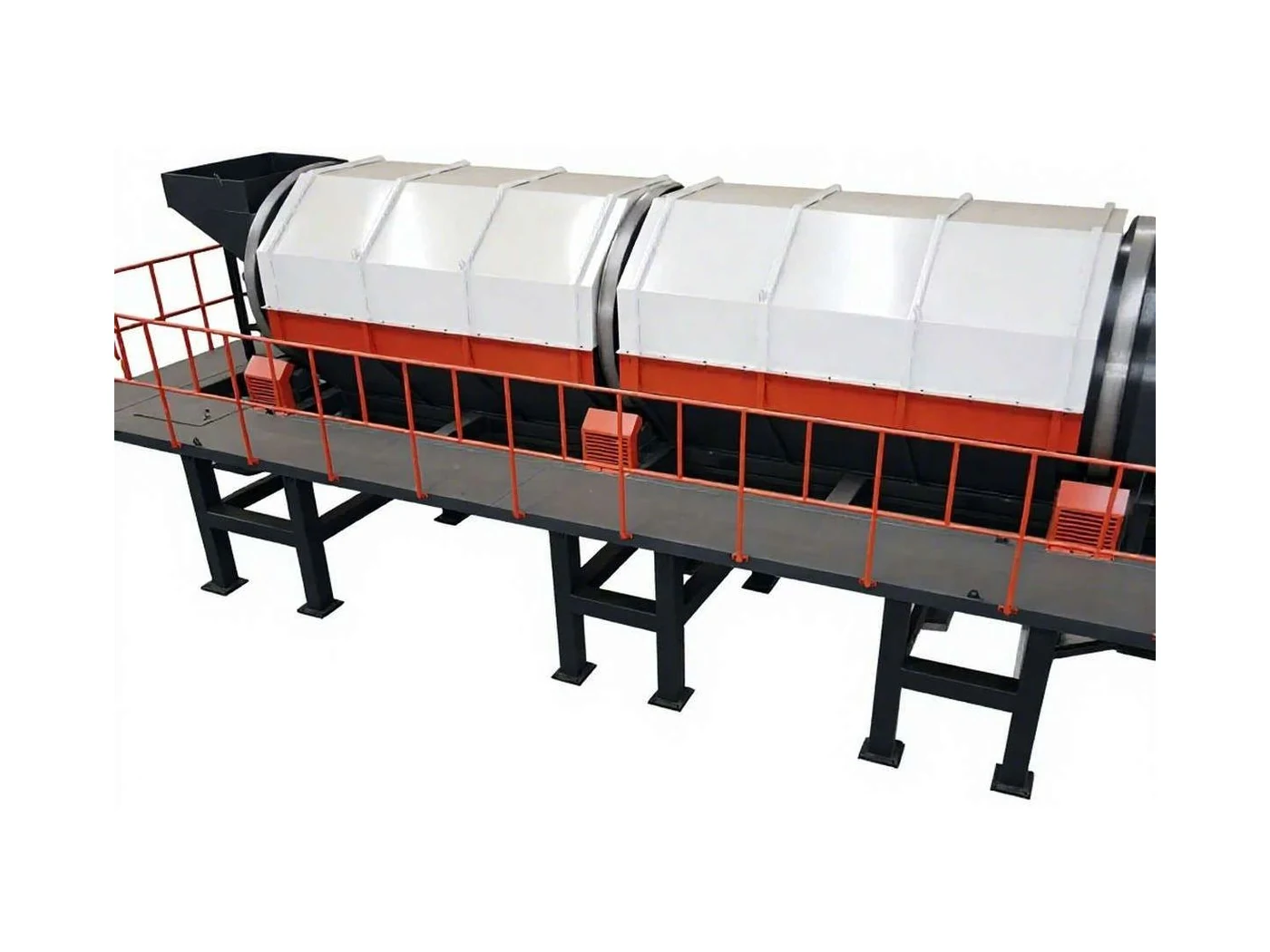 Rotary drum trommel screen for recycling